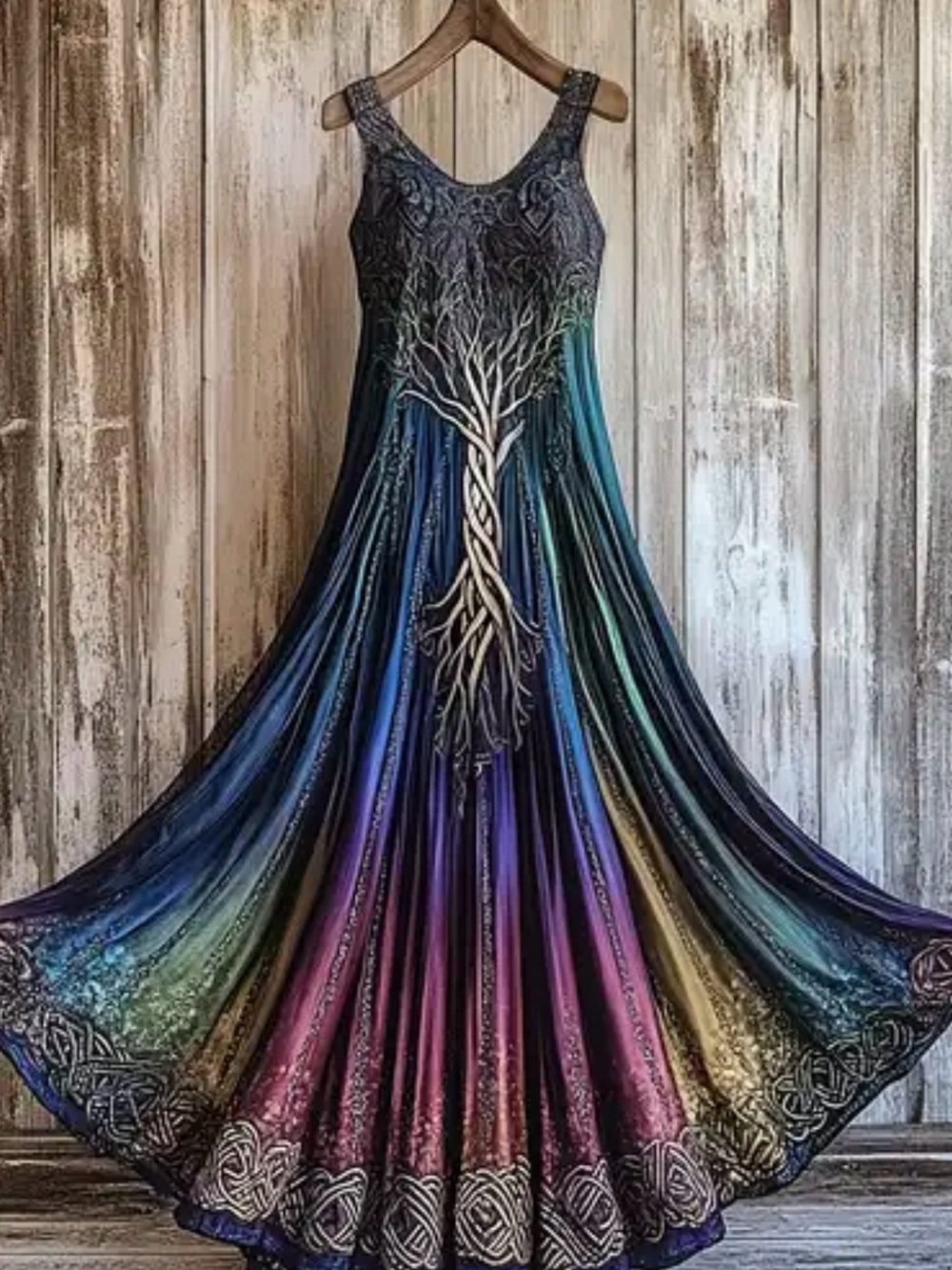 Bohemian 2XGradient Tree of Life Print Maxi Dress - Multicolour